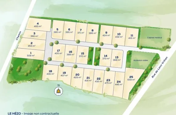 Terrain 445 m² à LE HEZO